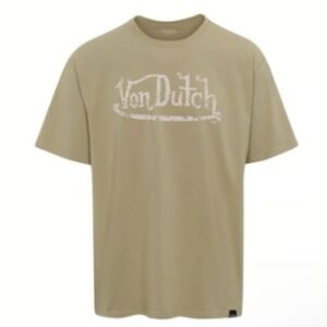 Von Dutch Beige/Green Short Sleeve Tee, Men/Women
